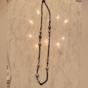 J. Crew black chain embellished long necklace